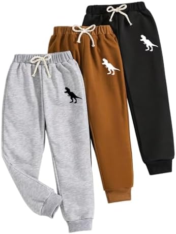 Nivne Tco Toddler Boys Dinosaur Graphic Print Sweatpants 3 Pack