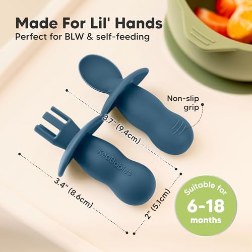 KeaBabies 4-Pack Utensils 2-Pack Bibs for Baby Feeding
