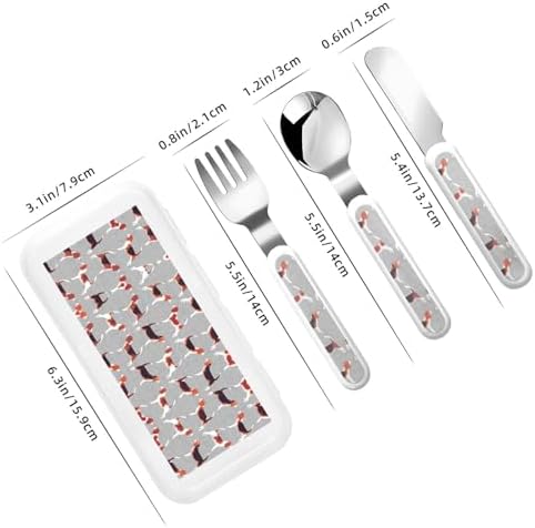 Beagle Patterns Stainless Steel Flatware Set with Travel CaseSelf-FeedingDishwasher Safe