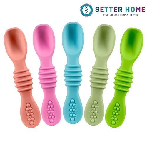 Sturdy soft BPA-free silicone baby spoons Self-feeding 6-12 months