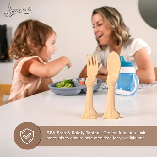 Spoon La La Toddler Utensils Set 3D Design Self-Standing for Kids