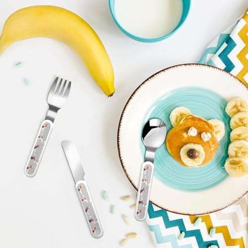 Beagle Patterns Stainless Steel Flatware Set with Travel CaseSelf-FeedingDishwasher Safe
