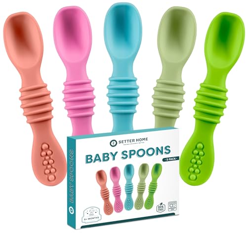 Sturdy soft BPA-free silicone baby spoons Self-feeding 6-12 months