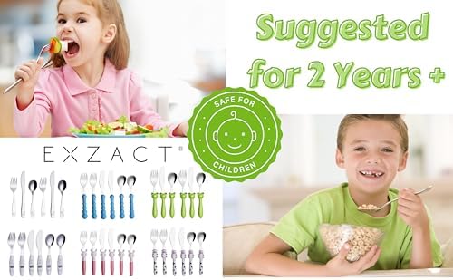 Exzact Kids Flatware Set - Stainless Steel Dinosaurs Forces - 6-Piece Family Set