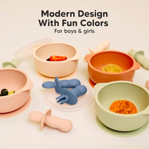 4-Pack Silicone Baby Spoon Fork Set - Safe for Teething BLW
