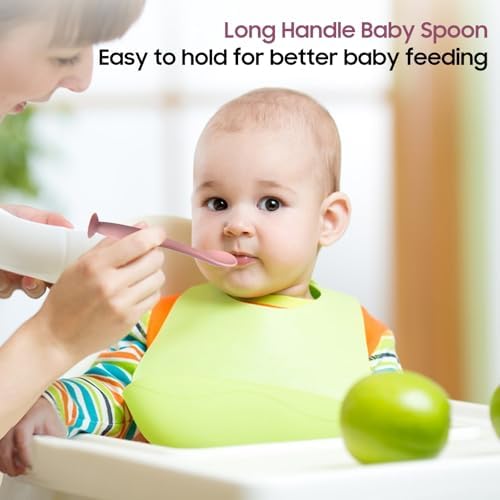 3 Pack Silicone Baby Spoons for 6 Months Self Feeding