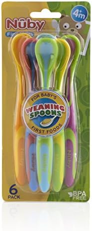 Nuby 6 Piece Fun Feeding Spoons - Safe Durable and Fun for Babies