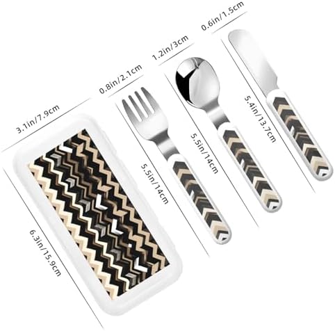 Sturdy Stainless Steel Flatware Set with Travel Case Zigzag Design