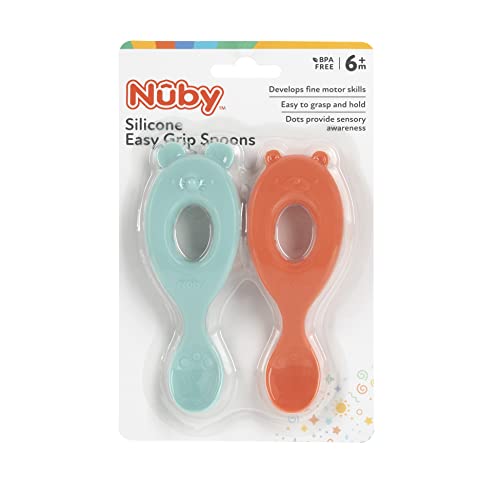 Nuby Silicone Easy Grip Spoons 2-Pack Fun for Baby Parent