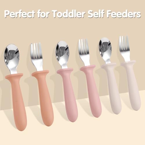 Eascrozn Toddler Spoons Forks Set 6 Pack