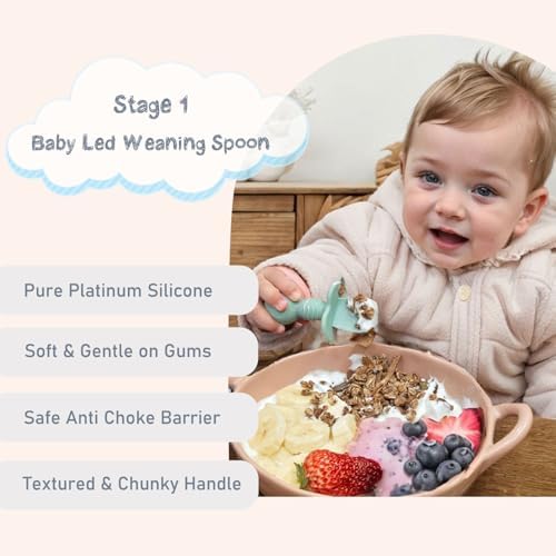 Ginbear Platinum Silicone Self-Feeding Spoons for Babies 6-12 Months