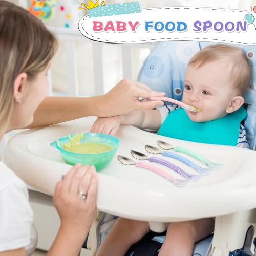 Lallisa 4-in-1 Double-Ended Silicone Steel Baby Feeding Tool Set