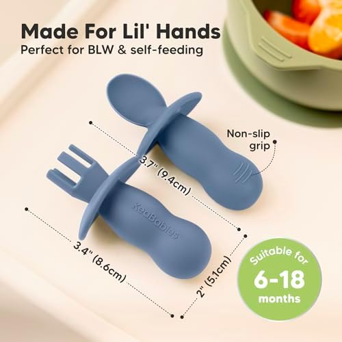 4-Pack Silicone Baby Spoon Fork Set - Safe for Teething BLW