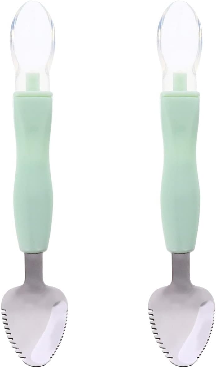 Twin silicone feeding spoons for kids