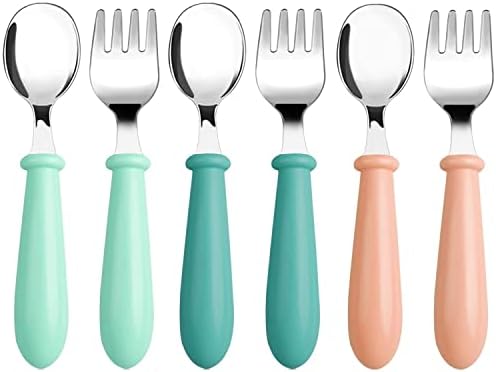 Pimoys 6-Piece Toddler Utensils Set Stainless Steel Baby Flatware