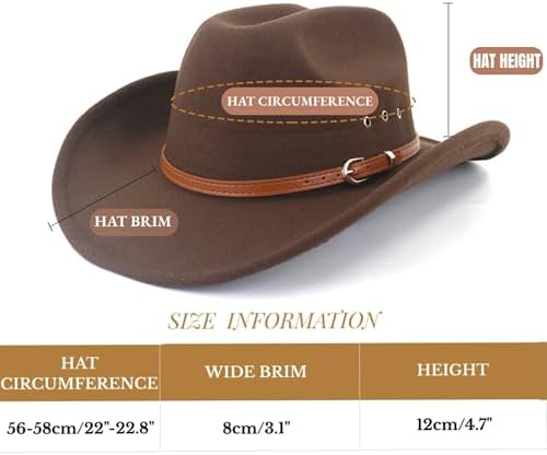LIDHAY Cowboy Hat for Women and Men Felt Wide Brim
