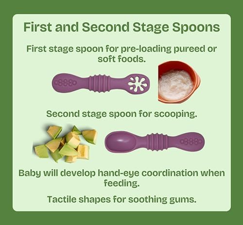 6 Pack Baby Led Weaning Silicone Folding Baby Spoon Set Purple