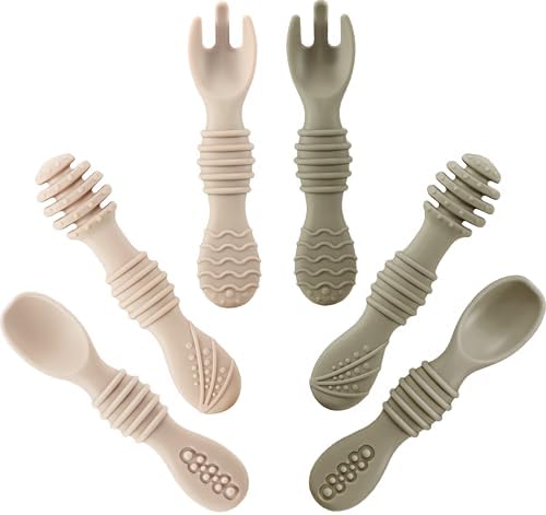 PandaEar Silicone Baby Spoons Fork Set 6 Pack 1