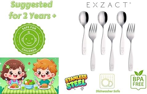 Exzact 6 Piece Kids Flatware Set - Forks and Spoons