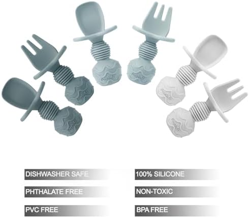 PandaEar 6-Piece Silicone Baby Spoons Self-Feeding Safe for Infants