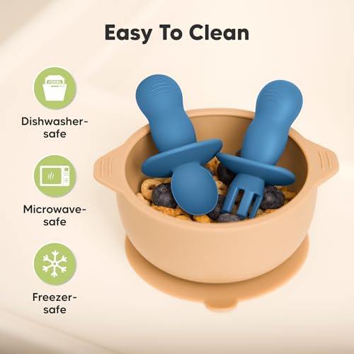 KeaBabies 4-Pack Silicone Baby Utensils Set and Suction Plates