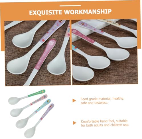 Mixed-Material 4-Piece Self-Feeding Spoons Child-Friendly Design