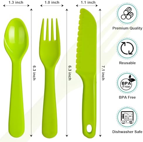 Jawbush 20 Pcs Kids Plastic Utensils Set