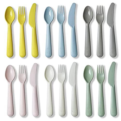 FUTGLOBAL 18-Piece Plastic Toddler Flatware Set
