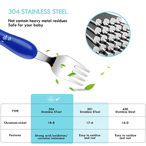 Lehoo Castle Toddler Utensils Set - 6PCS Stainless Steel Safety Flatware for Kids