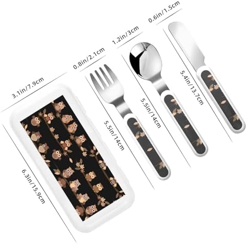 Cute Brown Cartoon Owls Utensils Set for Daily Use Travel