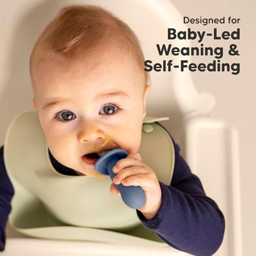 4-Pack Silicone Baby Spoon Fork Set - Safe for Teething BLW