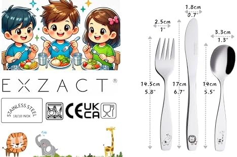 Exzact Kids Flatware 6pcs Safari Set - Dishwasher Safe