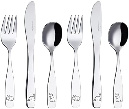 Exzact Kids Flatware Set - Stainless Steel Dinosaurs Forces - 6-Piece Family Set