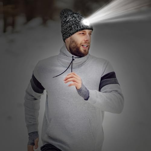 Etsfmoa Unisex Winter Beanie with LED Headlamp Hat - Warm