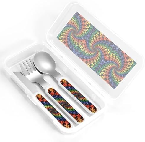 Bear Dancing Tie Dye Print Flatware Set with Case Dishwasher BPA-Free