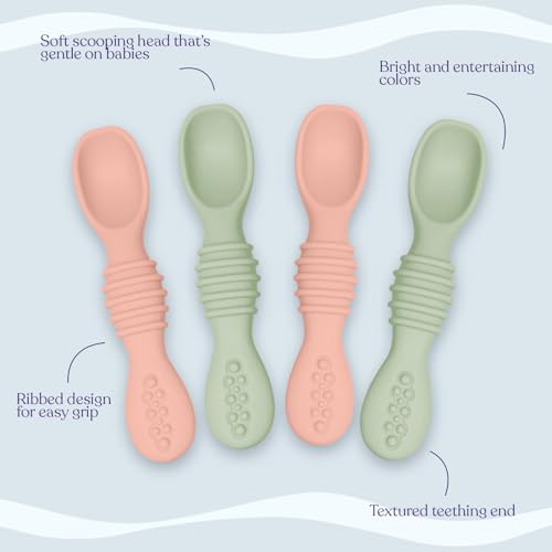 Set of 6 silicone spoons for baby led weaning