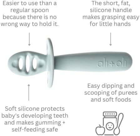 AliOli 3pc Silicone Spoon Set for Baby Blue