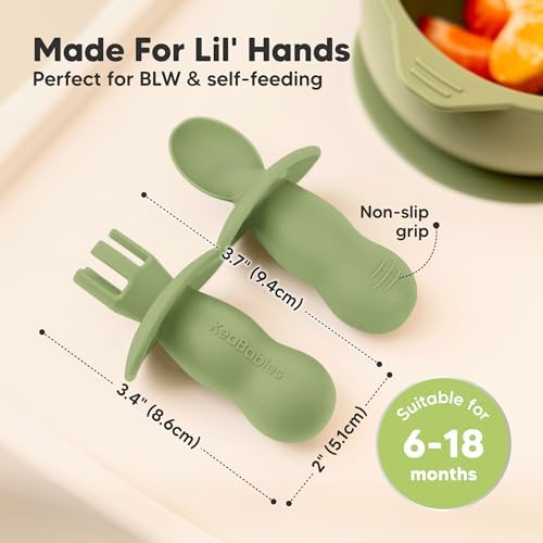 Adorably Safe silicone Baby Utensils Set for 4 - BLW Toddler Feeding