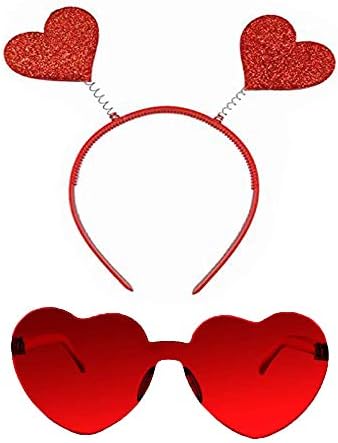Romantic Valentines Day Heart Headband and Sunglasses Bundle