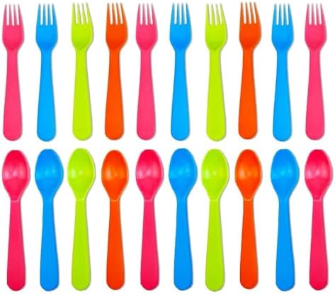 Jawbush 20 Pcs Kids Plastic Utensils Set