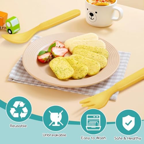 Bamboo Toddler Utensils Set Self Feeding BPA Free