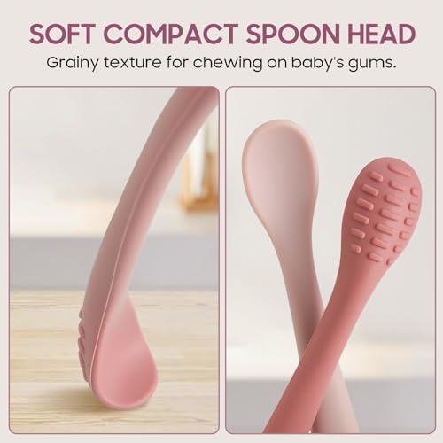 3 Pack Silicone Baby Spoons for 6 Months Self Feeding