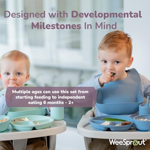WeeSprout Baby Led Weaning Silicone Suction Bowl Bundle