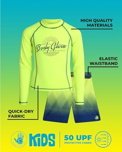 Body Glove Boys Rash Guard Set UPF 50 Protection for Swimming Beyond