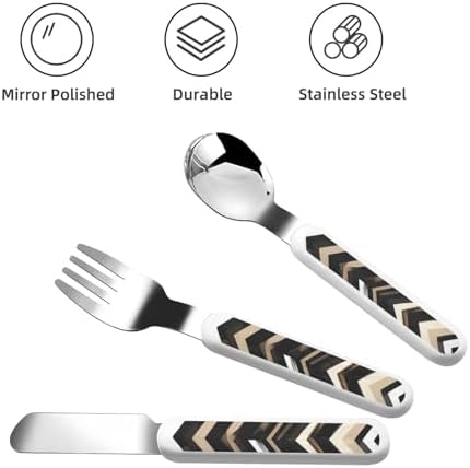 Sturdy Stainless Steel Flatware Set with Travel Case Zigzag Design