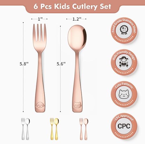 DRKIO 6-Piece Stainless Steel Toddler Utensils Set