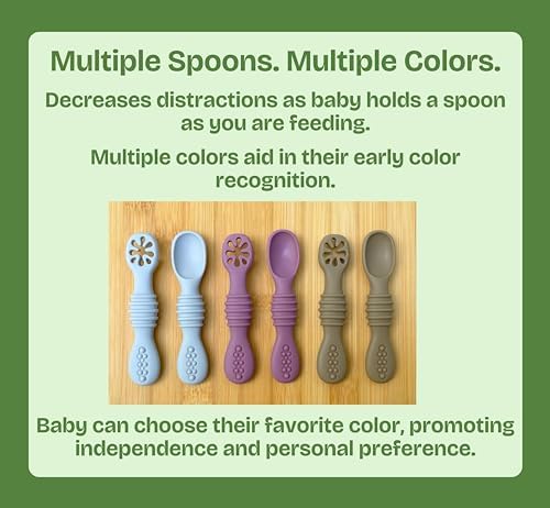 6 Pack Baby Led Weaning Silicone Folding Baby Spoon Set Purple