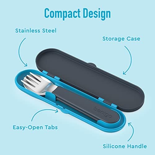 Bentgo Kids Durable Stainless Steel Flatware Set with Storage Case Dinosaur Minerals