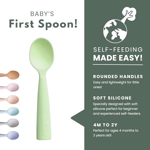 Miniware Silicone Baby Spoon for Training BPA Free 6 Months Self Feeding