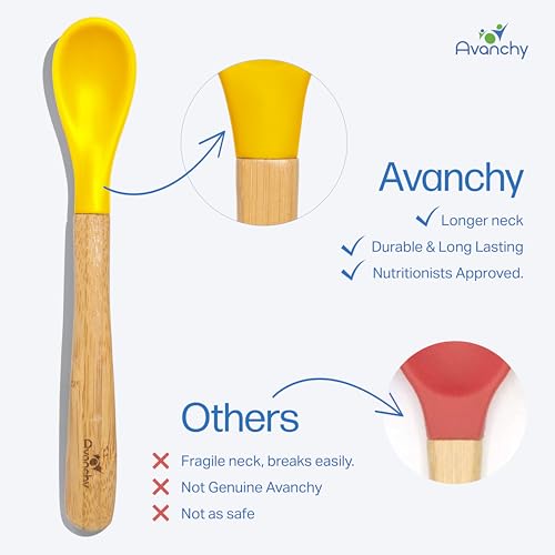 Avanchy Bamboo Silicone Training Spoons